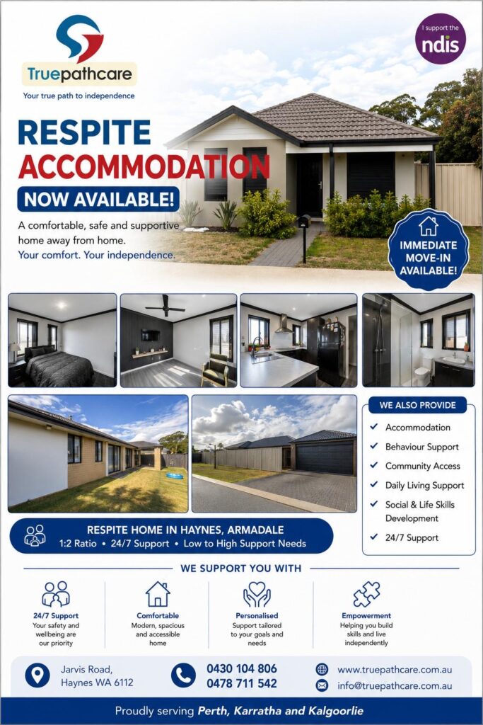 True Path Care flyer for respite accommodation now available